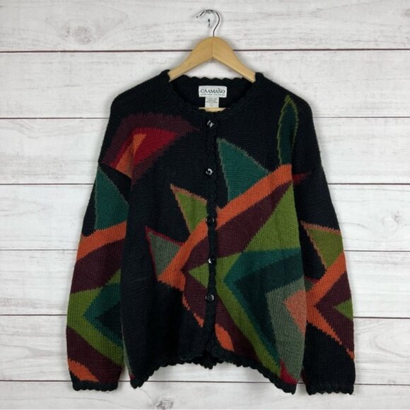 Vintage Caamano Limited Edition Alpaca Peru Cardigan Sweater Large - Picture 1 of 3